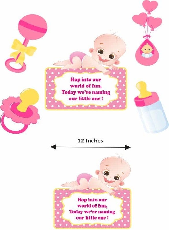 Untumble Pink Baby Girl Naming Ceremony Decorations Kit With Banner, Golden Foil Curtain & Balloons | Pack of 42 - Image 4